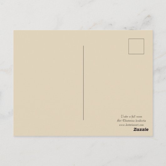 満月の小さな人魚のはがきの下で ポストカード (裏面)