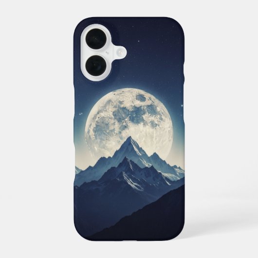 満月の山々ビンテージ iPhone 16ケース (裏面)