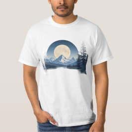 満月の山の風景スウェットシャツ Tシャツ