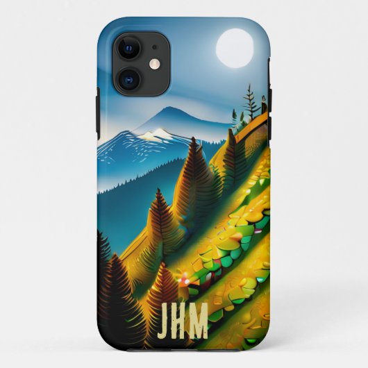 満月の山の風景 Case-Mate iPhoneケース (裏面)