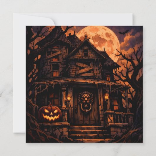 満月の怖いハロウィンのお化け屋敷 シーズンカード (正面)