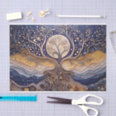 満月の昇る、生命の木、天のテーマ 薄葉紙 (クラフト)