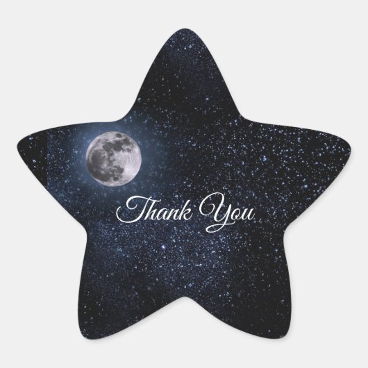 満月の星占い星星空ブルーホワイト 星シール (正面)