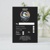 満月の星空の夜のエレガント反応 出欠カード (スタンド正面)