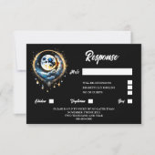 満月の星空の夜の昼夜の応答 出欠カード (正面)