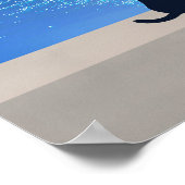 満月の星空の夜の黒猫 ポスター (角)