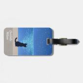 満月の星空の夜の黒猫 ラゲッジタグ (裏面横)