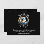 満月の星空の夜エレガント サンキューカード (正面/裏面)