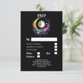 満月の星空の星空の夜マゼンタブラック 出欠カード (スタンド正面)