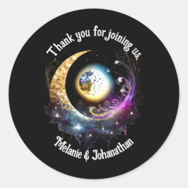 満月の星空の星空の星空マゼンタ ラウンドシール