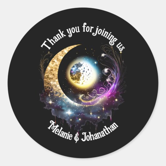 満月の星空の星空の星空マゼンタ ラウンドシール (正面)