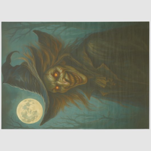 満月の暗いハロウィーンの下で忘れられない邪悪な魔女 薄葉紙 (正面)