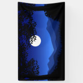 満月の木々の夜景 横断幕 (縦)