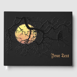 満月の木のシルエットにフクロウ ゲストブック