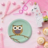 満月の枝に大きな目のフクロウ ペーパープレート (パーティー)