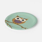 満月の枝に大きな目のフクロウ ペーパープレート (アングル)