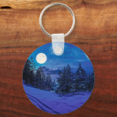 満月の森の星空の夜 キーホルダー (正面)