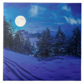 満月の森の星空の夜 タイル (正面)