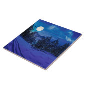 満月の森の星空の夜 タイル (側面)