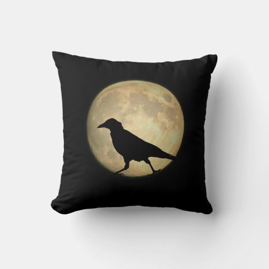 満月の歩くのカラスのシルエット クッション (正面)