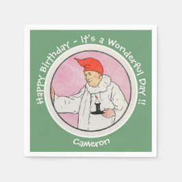 満月の母ガチョウの誕生日パーティーのアイテムに男性 スタンダードカクテルナプキン