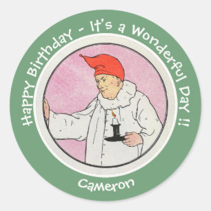 満月の母ガチョウの誕生日パーティーのアイテムに男性 ラウンドシール