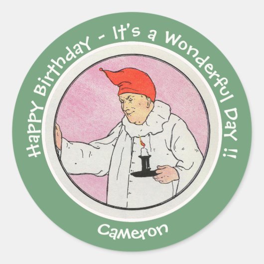 満月の母ガチョウの誕生日パーティーのアイテムに男性 ラウンドシール (正面)