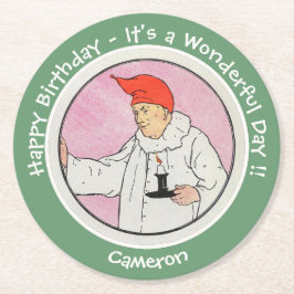 満月の母ガチョウの誕生日パーティーのアイテムに男性 ラウンドペーパーコースター