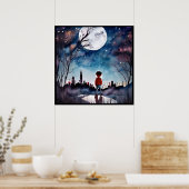 満月の水の色のポスターの下の少年 ポスター (キッチン)