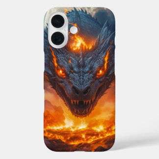 満月の炎のドラゴン幻想 iPhone 16ケース