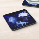 満月の狼とカラス コースター (左側)