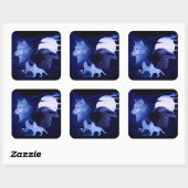 満月の狼とカラス スクエアシール (シート)