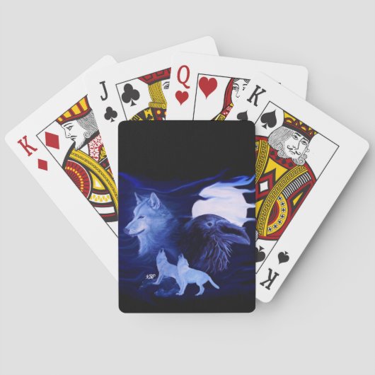 満月の狼とカラス トランプ (裏面)
