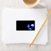 満月の狼とカラス ラベル (インサイチュ)