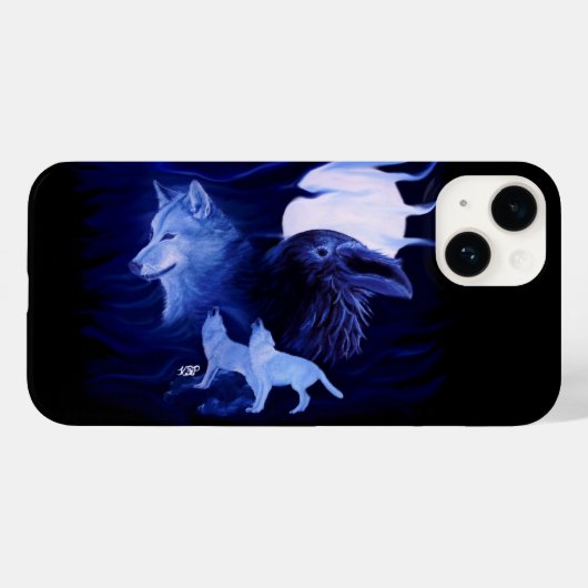 満月の狼とカラス Case-Mate iPhoneケース (裏面 (横))