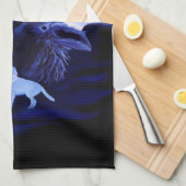 満月の狼とレイヴン キッチンタオル (四つ折り)