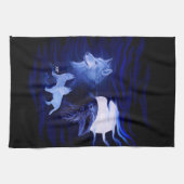 満月の狼とレイヴン キッチンタオル (横)