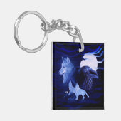 満月の狼とレイヴン キーホルダー (正面左)