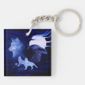 満月の狼とレイヴン キーホルダー (裏面)