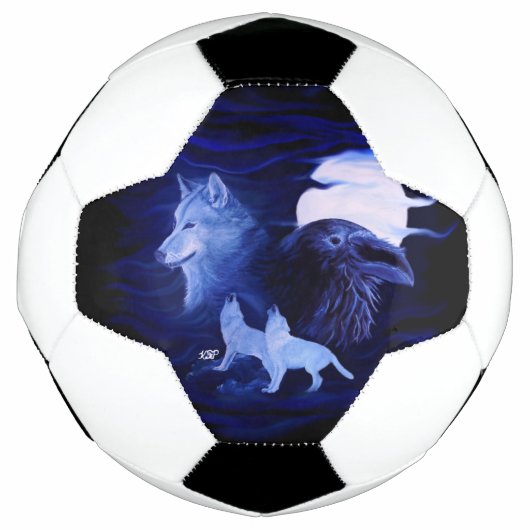満月の狼とレイヴン サッカーボール (正面)