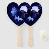 満月の狼とレイヴン ハンドファン (正面&裏面)