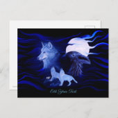 満月の狼とレイヴン ポストカード (正面/裏面)