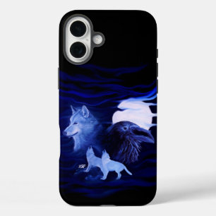 満月の狼とレイヴン iPhone 16 PLUSケース