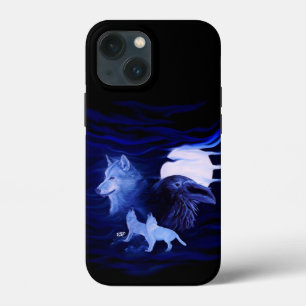 満月の狼とレイヴン iPhone 13 MINIケース