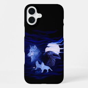 満月の狼とレイヴン iPhone 16 PLUSケース