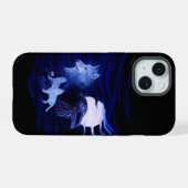 満月の狼とレイヴン iPhone 15ケース (裏面横)