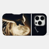満月の狼の遠吠え iPhoneケース (裏面横)