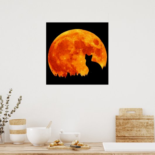 満月の猫 ポスター (キッチン)