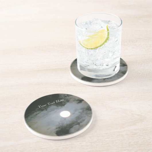 満月の空のカスタマイズ可能な飲み物のコースター コースター (側面)