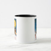 満月の箒でハロウィーンの魔女 マグカップ (中央)